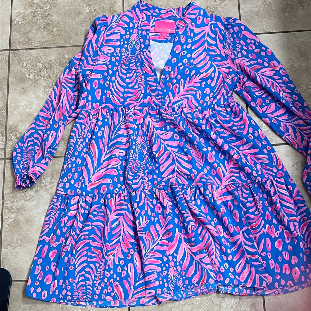 Lilly Pulitzer Vibrant Blue and Pink Tropical Dress